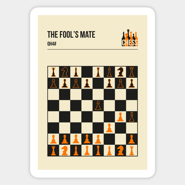 The Fool's Mate Checkmate QH4# Vintage Poster Sticker by jornvanhezik